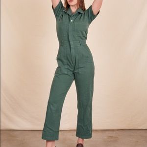 NWOT Big Bud Press Short Sleeve Jumpsuit Size Large Emerald Green